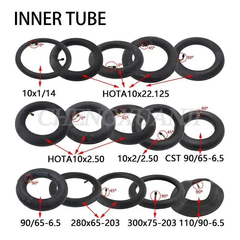 

10/11 Inch Inner Tube 10x2/2.125/2.50 90/65-6.5 Straight Valve For Electric Scooter Tricycle Schwinn Kids 3 Wheel Stroller