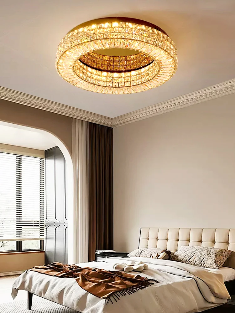 

Crystal Round Ceiling Lights Modern New LED Golden Chrome Lamp Lighting for Dining Room Lustre Home Decor Bedroom Lampara Techo