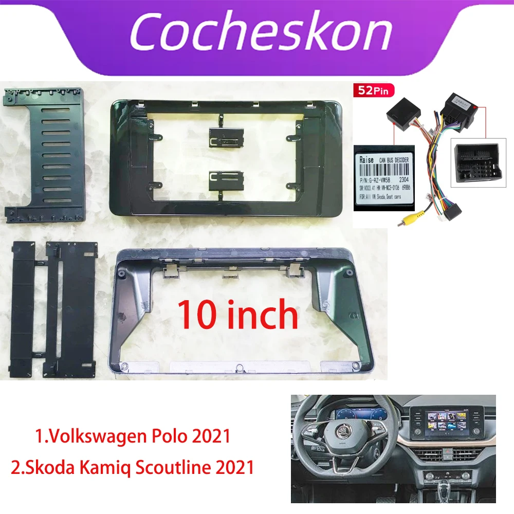 

10INCH Car Frame Fascia Adapter Decoder Android Radio Dash Fitting Panel Kit For VW Volkswagen Polo Skoda Kamiq Scoutline