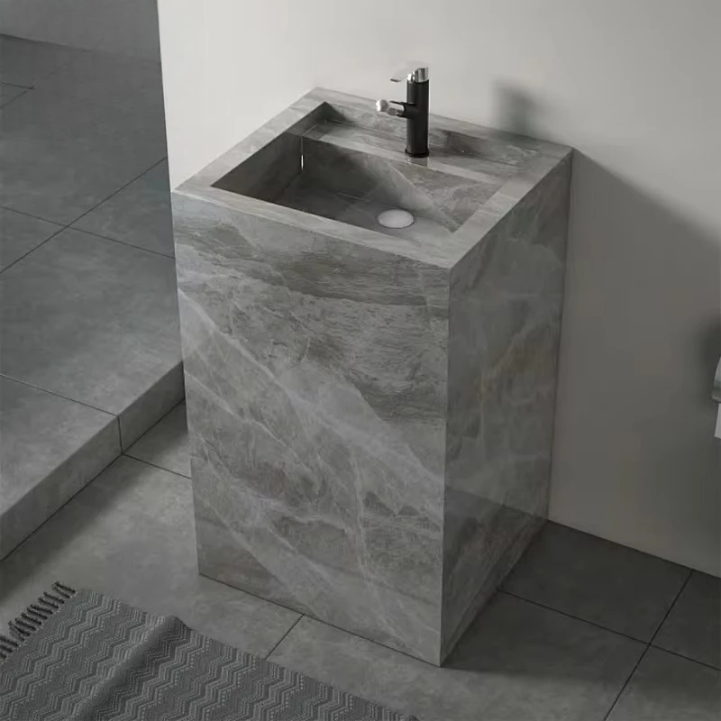 Modern Customized Sintered Stone Bathroom Cabinet Vanities Floor-Mounted Pedestal Basin for Hotel for Concealing Waste