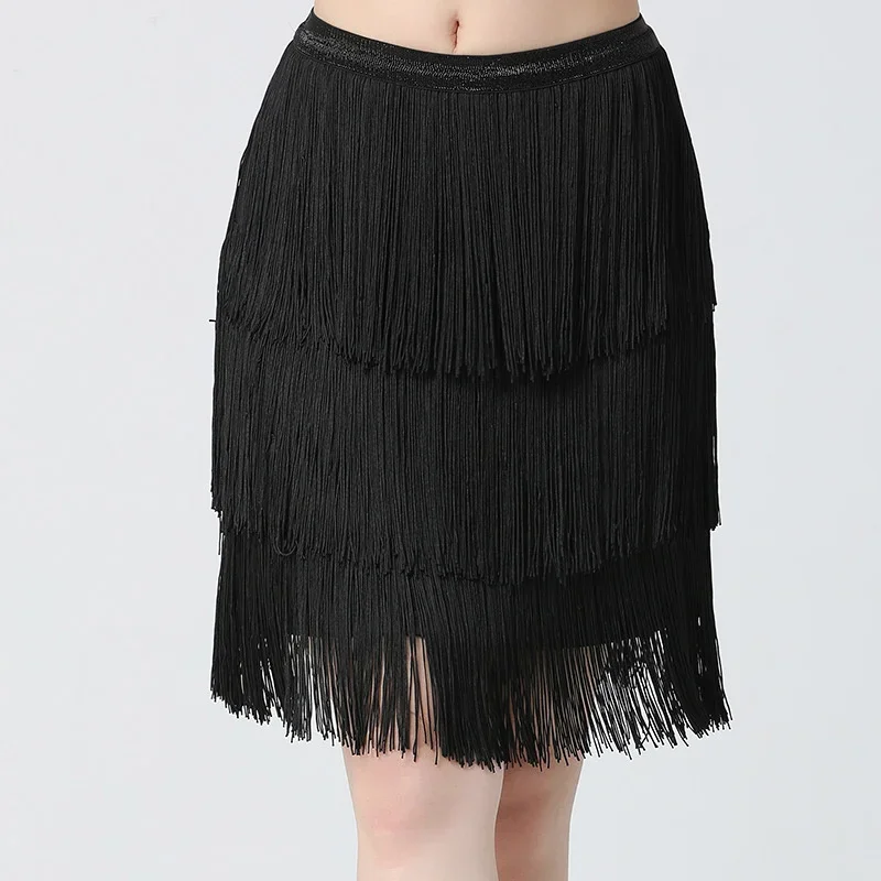 Multilayer Tiered Fringe Latin Dance Skirt Tassel Samba Rumba Tango Ballroom Lesson Dancewear Stage Rave Outfit Clothes Dress