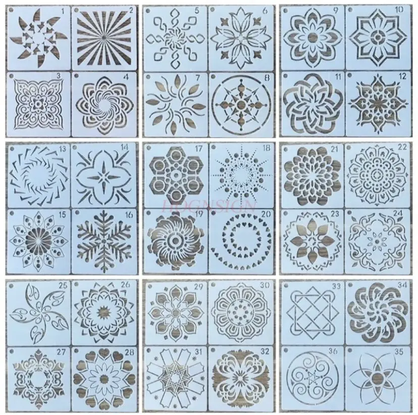 36pcs Hollow out printing template, stone wall, textile DIY auxiliary painting positioning template
