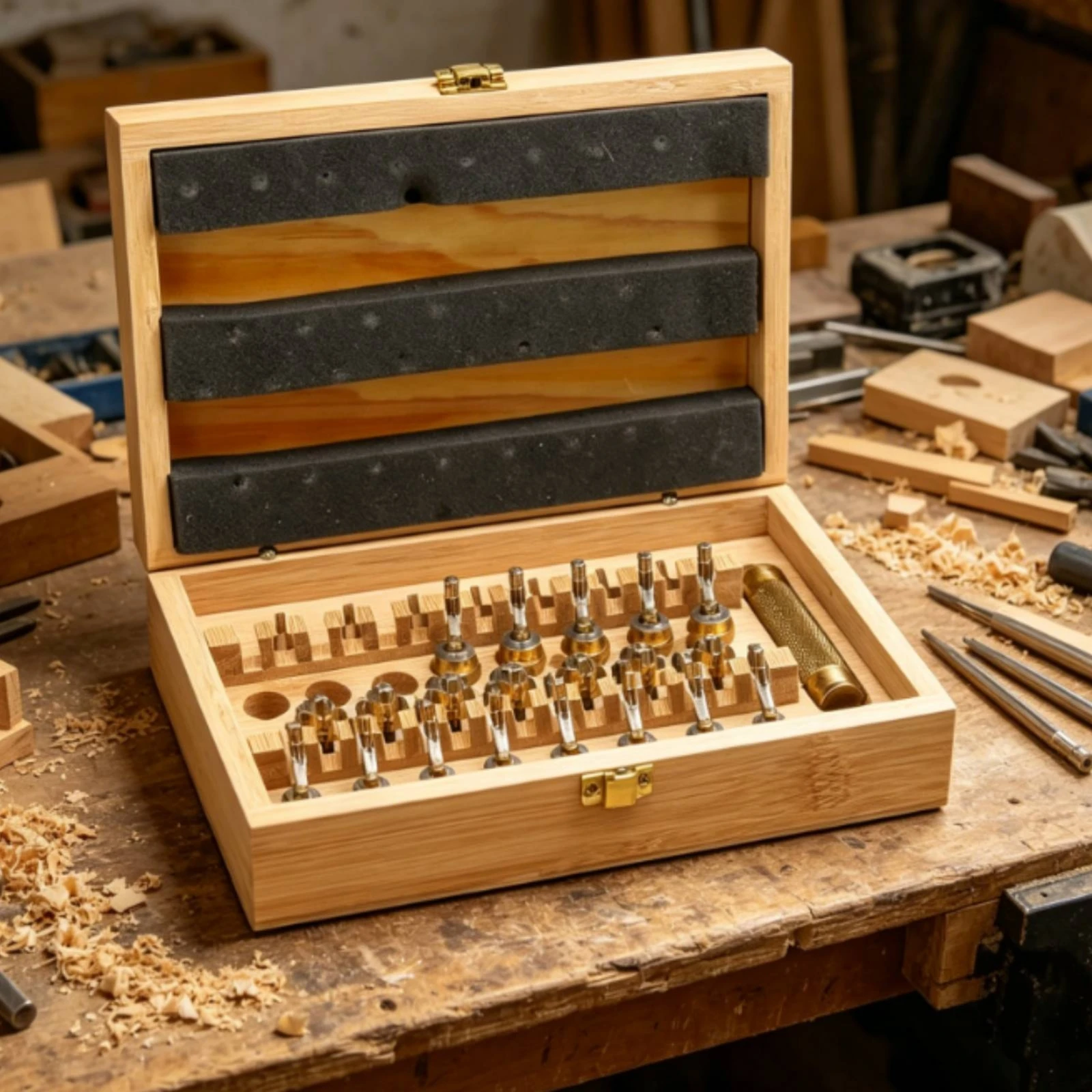 20 Pieces Universal Fit Wood Box Tool Kit Watch Winding Key Kit Metal Latch Brass Clock Winding Keys