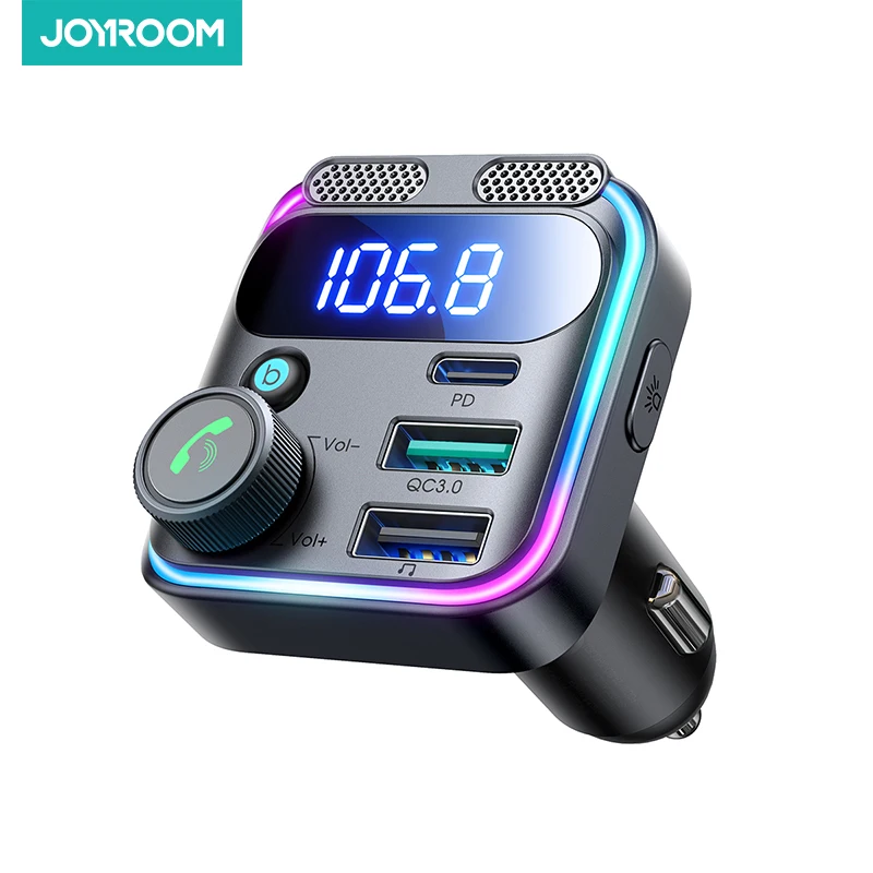 JOYROOM Bluetooth 5.3 FM Transmitter for Car 48W PD&QC3.0 Fast Car Charger Adapter Bluetooth & U Disk Hands-Free Calling