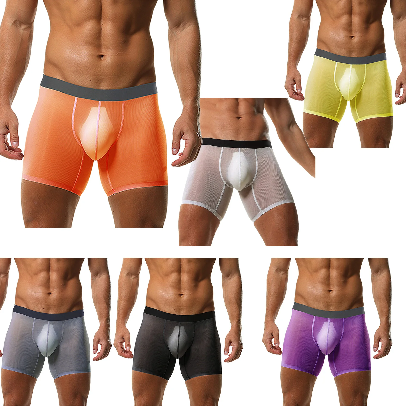 Ropa interior transparente ultrafina y transpirable para hombre, lencería de cintura baja, Bóxer transparente de malla, bañadores ajustados para uso diario