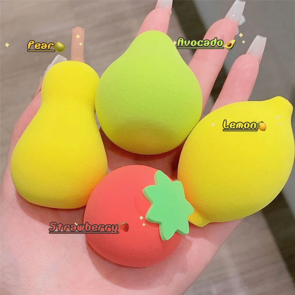 4pcs/set  Makeup Spong Cosmetic Puff Dry Wet Combined Fruit Beauty Cosmetic Ball Foundation Blender Bevel Cut MakeUp Sponge Tool