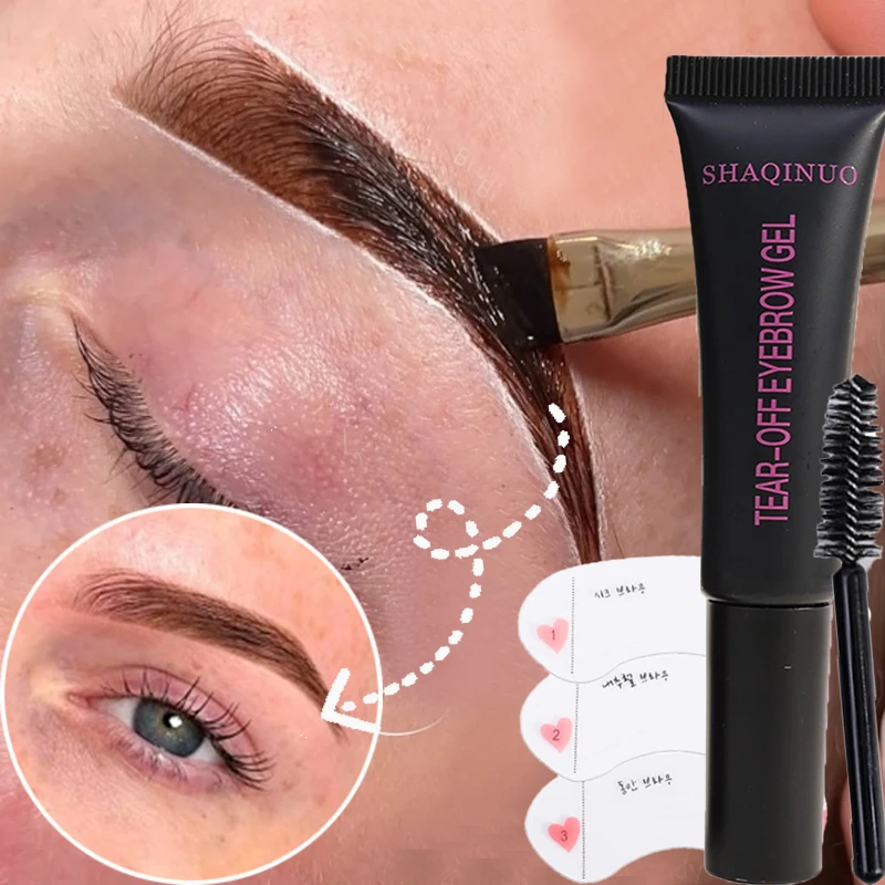 Tearing Off Eyebrow Gel Makeup Semi-Permanent Waterproof Long Lasting Tattoo Tint Sweatproof Peel Off Dye Eyebrow Cream Cosmetic