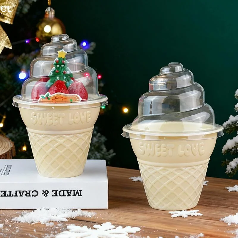 Ice Cream Takeout Cups 25pcs With Lids Thickened Leakproof Cake Boxes for Small Bakery Business Packaging