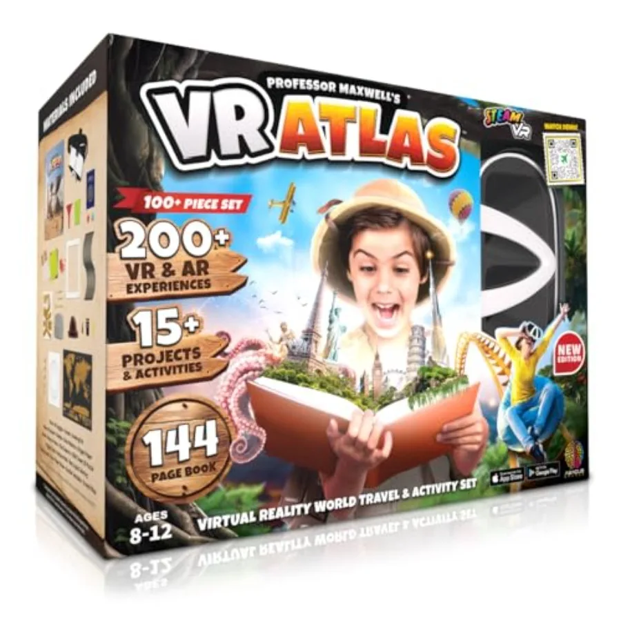 Professor Maxwell's VR Atlas - Virtual Reality Science Kit Book and Interactive Geography STEM Learning World Travel Activity S