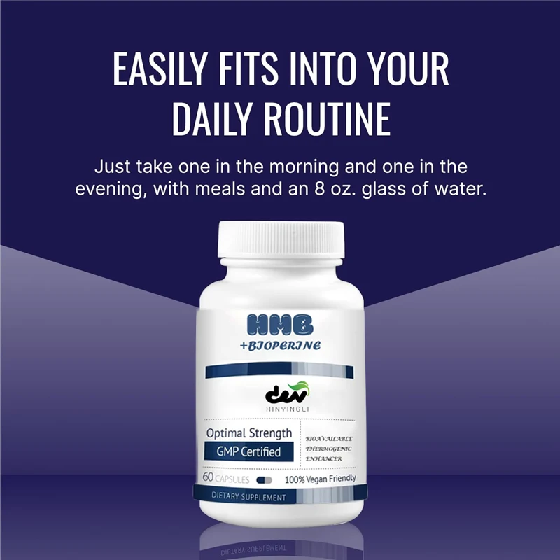 HMB - Supports Muscles and Exercise - 1500 mg HMB，High-Absorption BioPerine - 60 Vegan Capsules