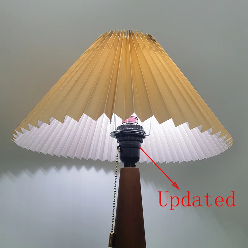 Classic Pleated Table Lamp Walut Light with Fabric Lampshade AC Powered All-match Desk Light for Bedroom Canteen Living Room