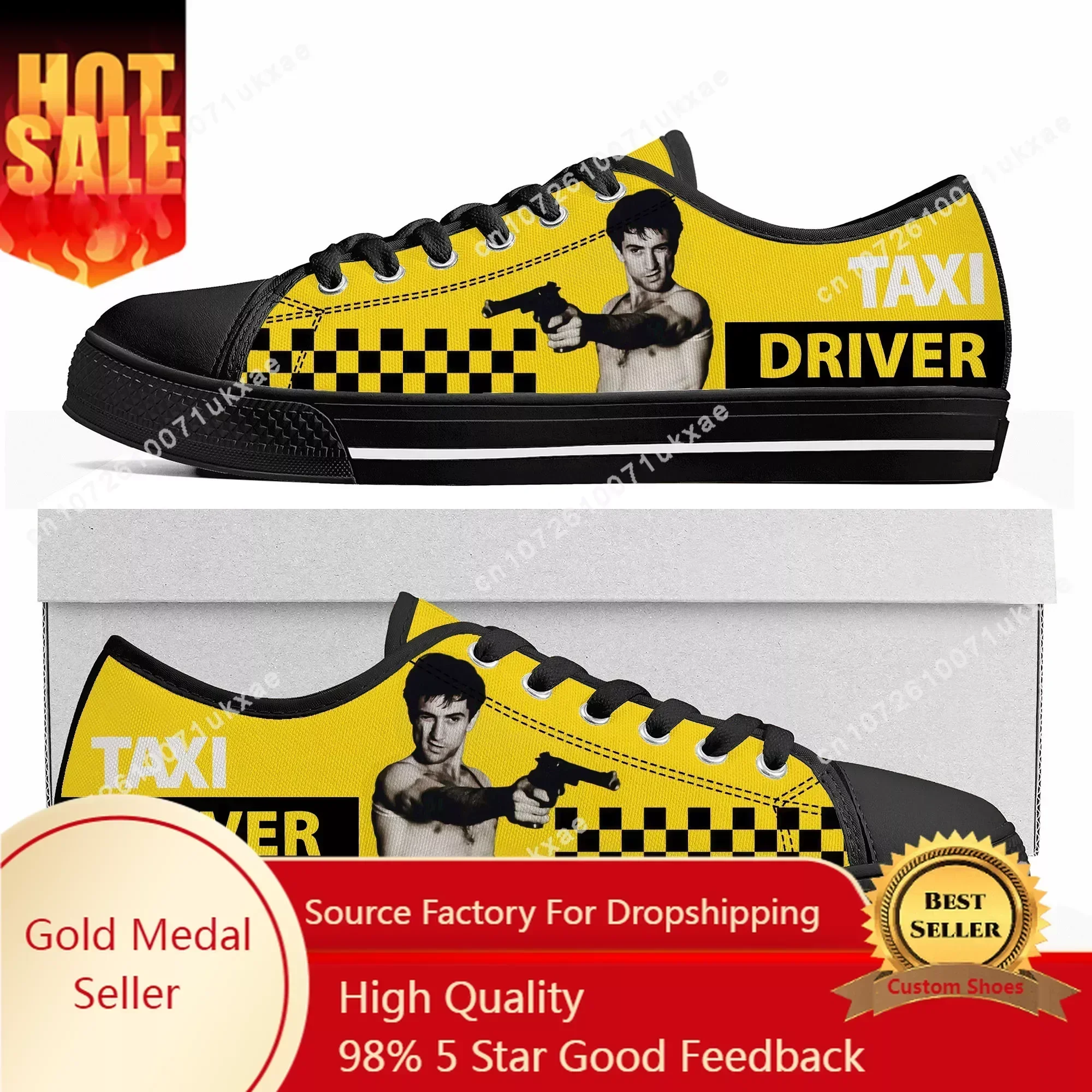Taxi Driver Movie Low Top Sneakers Mens Womens Teenager High Quality Canvas Sneaker Couple Casual Shoes Customize DIY Shoe