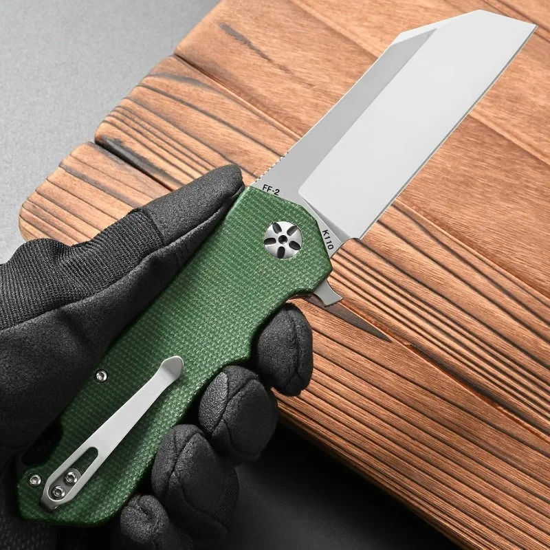 

FF2 Outdoor Camping Folding Knife K110 Blade Micarta Handle Pocket Survival Tactical Hunting Utility Kitchen Knives EDC Tools