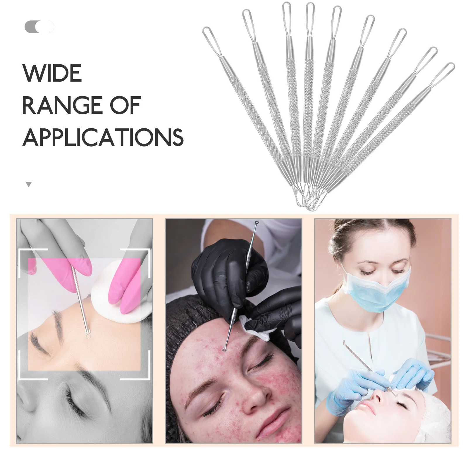 7 قطعة مزيلات البثور أدوات تجميل معدنية عالية الجودة برأسين لمجموعات تنظيف استخلاص الرؤوس السوداء والرؤوس البيضاء #5