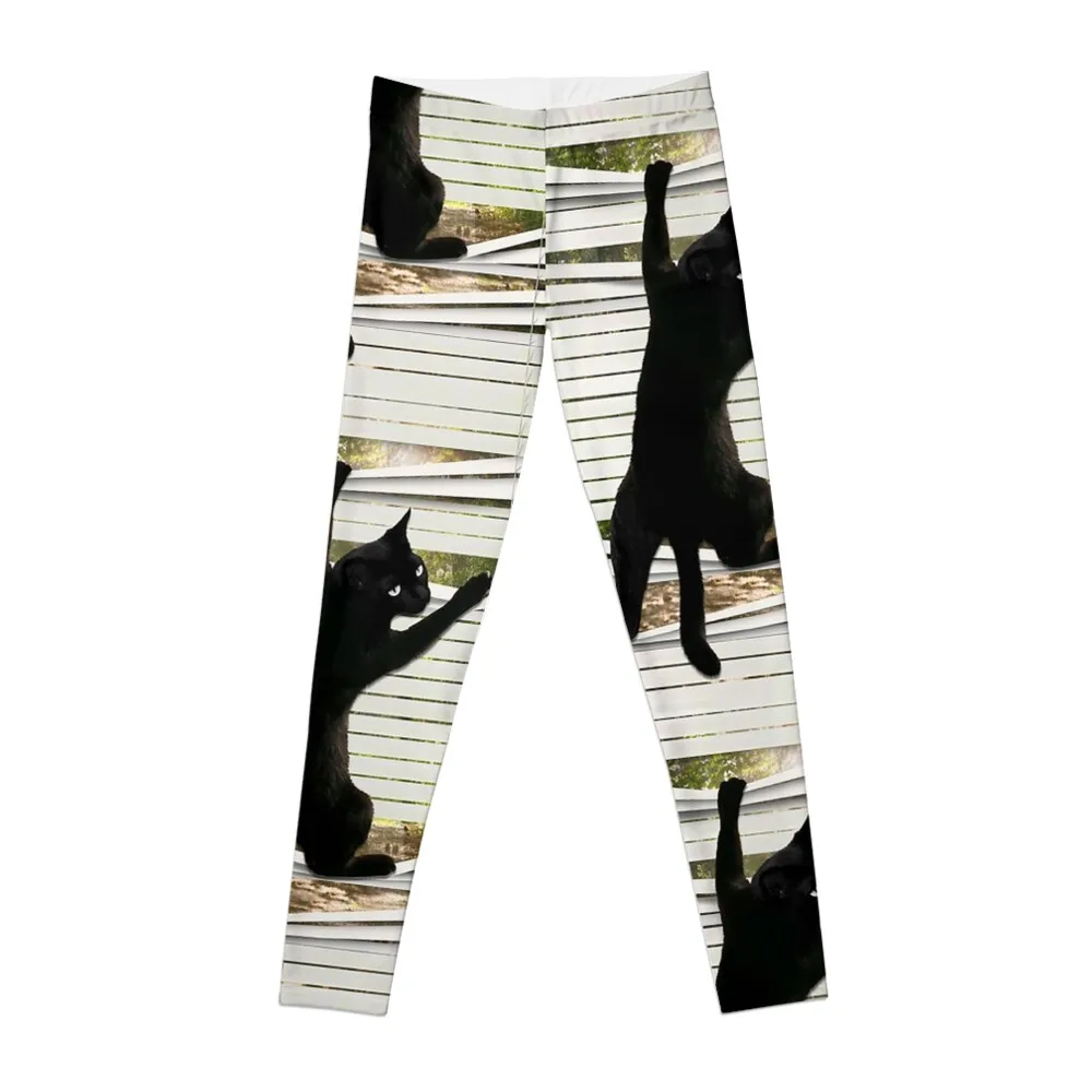 Black Cat Climbing Out Window funny gift for cat lover Leggings Female legging pants trousers legging push up Womens Leggings