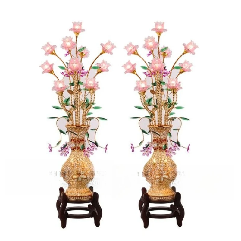 

Home Buddhist hall ornament, pink glass vase, personalized romantic high-end led floor lamp
