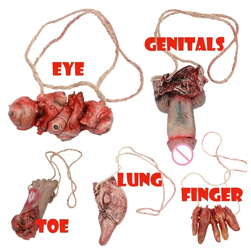 Halloween Party Ornament Horror Props Bloody Hand Fake Scary Finger Eyes Foot Brain Cock Dick Heart Organ Decor