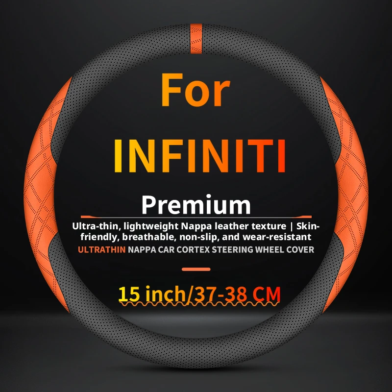37-38cm steering wheel cover suitable for Infiniti QX60 QX80 QX50 Q70 G37 QX55 two-color splicing Car Interior Accessories