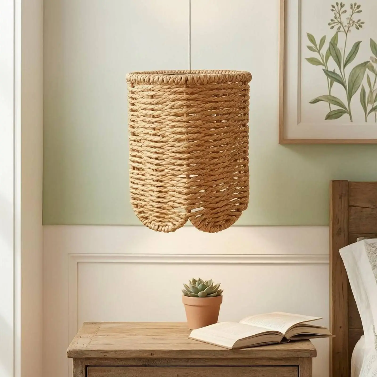 Woven Paper Lampshade Handcrafted Paper Rope Lamp Shade Textured Tapered Woven Lampshade