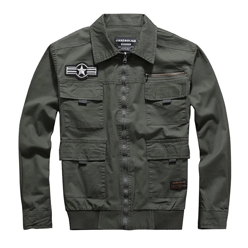 

Mens Camo Cargo Jacket Multi-pockets Loose Military Outdoor Casual Outerwear Camouflage Sports