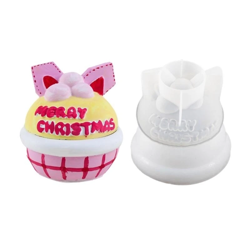 HX6F Jewelry Storage Box Mold with Lid Christmas Decoration Plaster Molds DIY Candy Box Moulds Concret Container Bowl