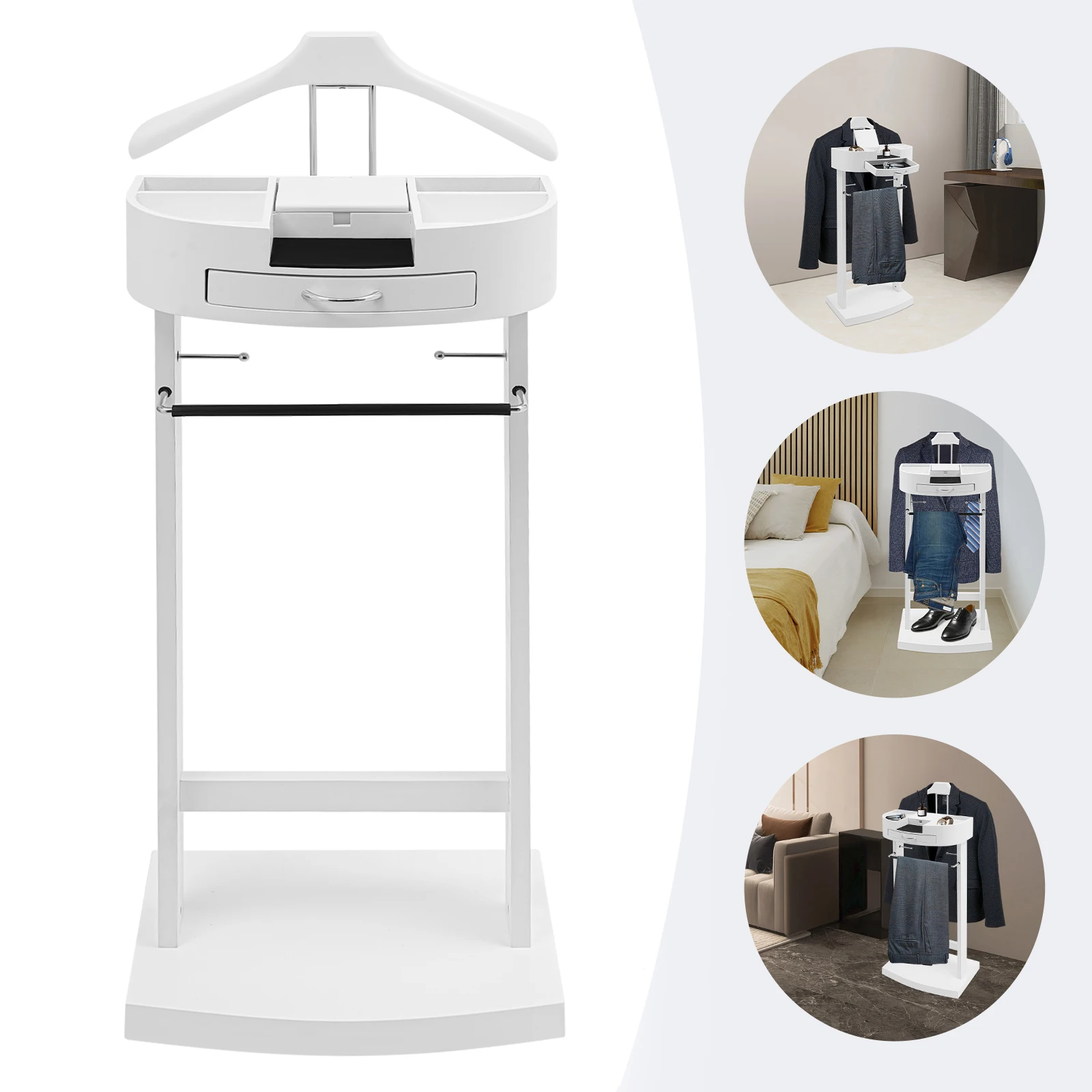 

White/Walnut Color Wood Suit Stand,43*33.5*107cm/44*30*112cm Assembly Required Freestanding Clothes Stand for Homes,Offices