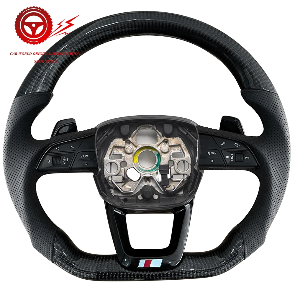 

For Audi Q3 Semi Perforated Painted Black Leather Sports Steering Wheel Assembly