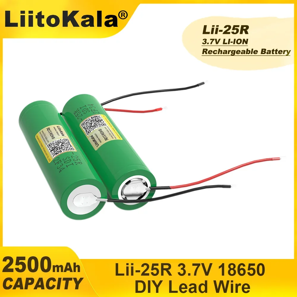 Liitokala 18650 25R DIY Lead Wire 2500mAh Lithium Battery 20A Continuous Discharge Power Electronic electric tools Battery