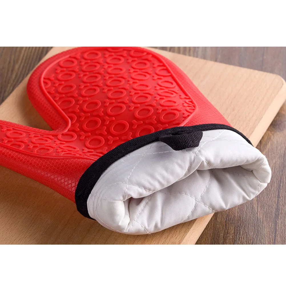 

2 pcs Silicone Oven Mitts With Cotton Lining -40 To 230 Degree Heat Resistant Baking Gloves Kitchen Counter Pot Holder
