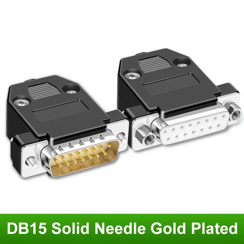 DB15 2 Rows Welding Male Female Connector 15 Pin Soldering Plug Serial Port Connector Black DB 15Pin Butt Joint Plug Adapter