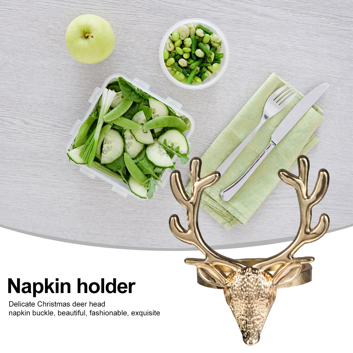 4 Pcs Christmas Deer Head Napkin Buckle Ring Santa Ornaments Party Holder Animal Dinner Alloy