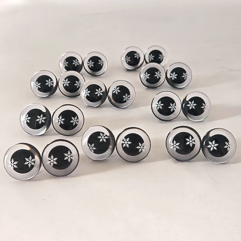 10/20 Pieces - Doll Eye Accessories 3D Transparent Safety Eyes Snowflake Print Eyes Toy Eye Accessories, Suitable for DIY Crafts and Plush Toy Decoration