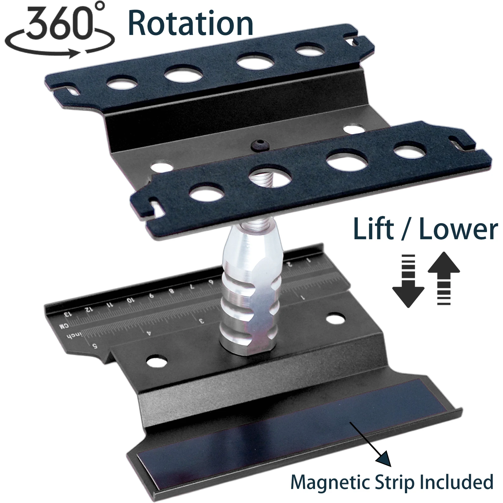 Aluminum Alloy RC Car Work Stand Repair Workstation 360 Degree Rotation Lift Or Lower for 1/8 1/10 1/12 Scale Cars Trucks Buggie