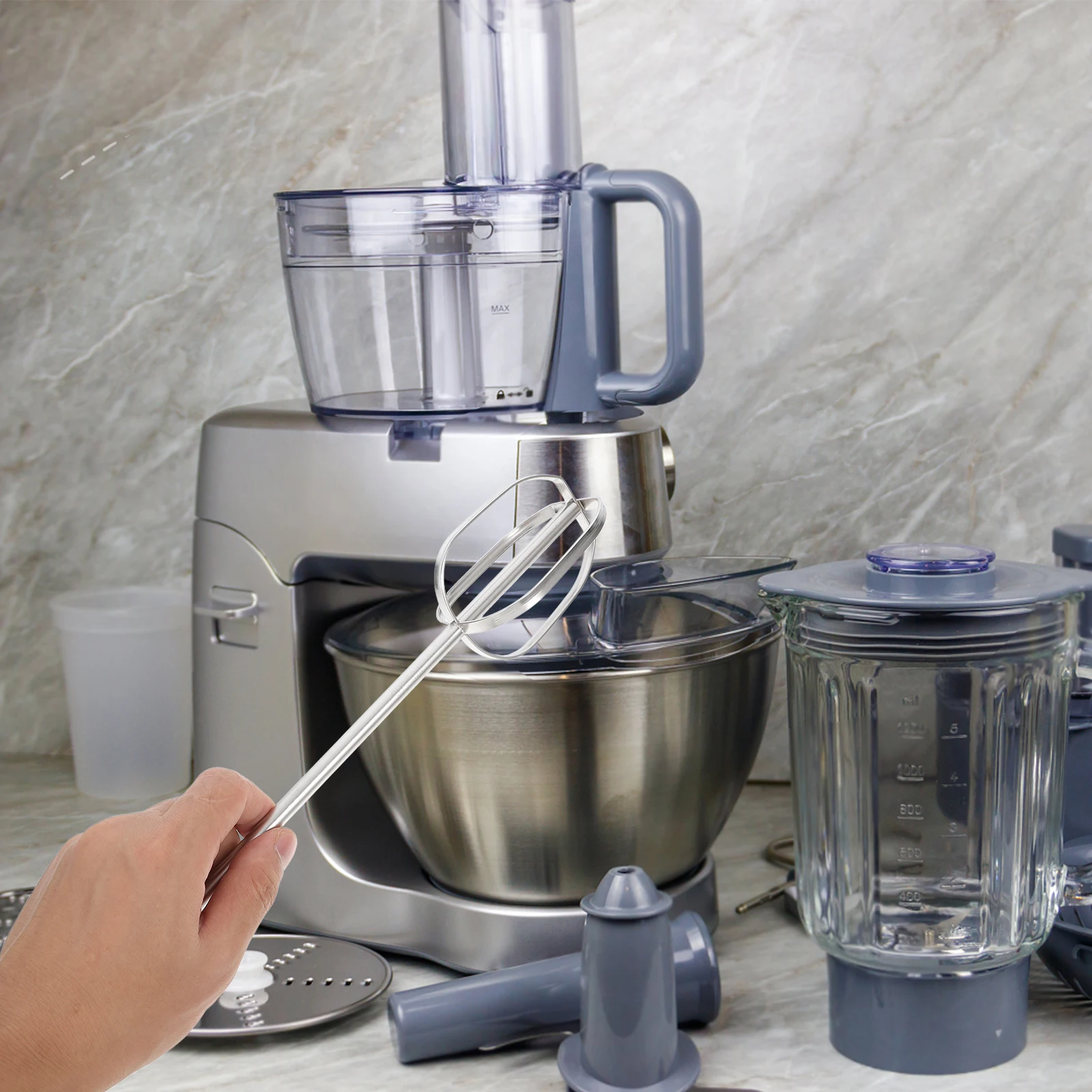 

Electric Mixer Silver Stainless Steel Baking Accessories Cooking Utensils Bread Tools Cream Whisk Hand Held Replacement Parts