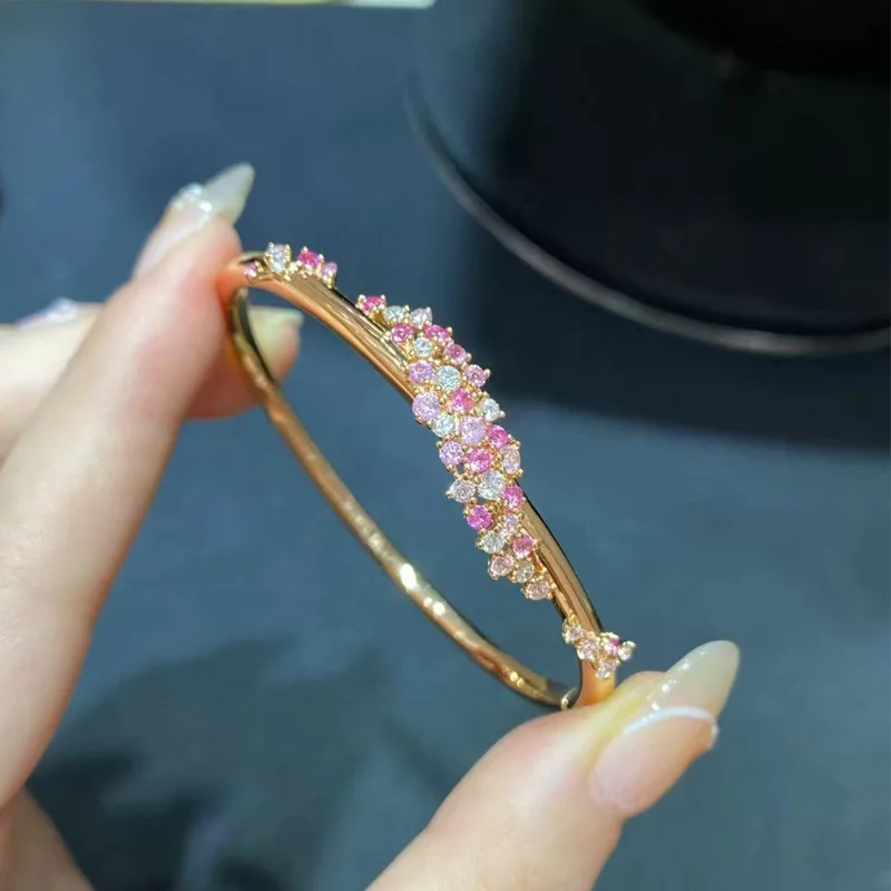 

Высокое качество, роскошные ювелирные изделия из стерлингового серебра 925 пробы, романтический браслет с розовым цветком, красивый дизайн, аксессуар для вечеринки