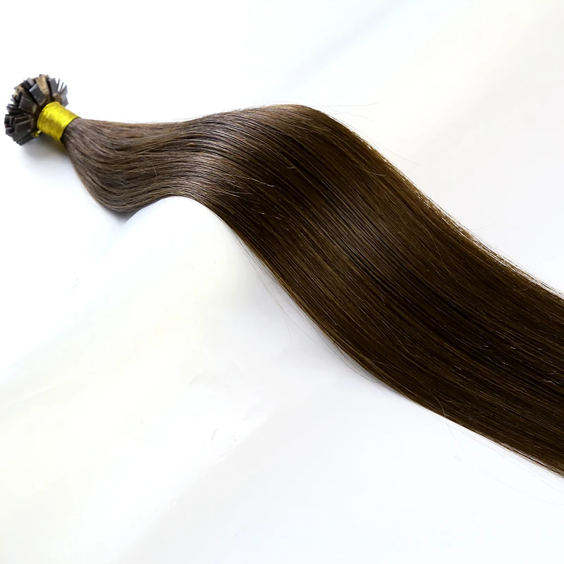 FXC Flat Tip Hair Extensions 30inches Plastic Keratin Tip Hair Extensions Human Hair #2 Dark Brown Straight 100% Remy Human Hair