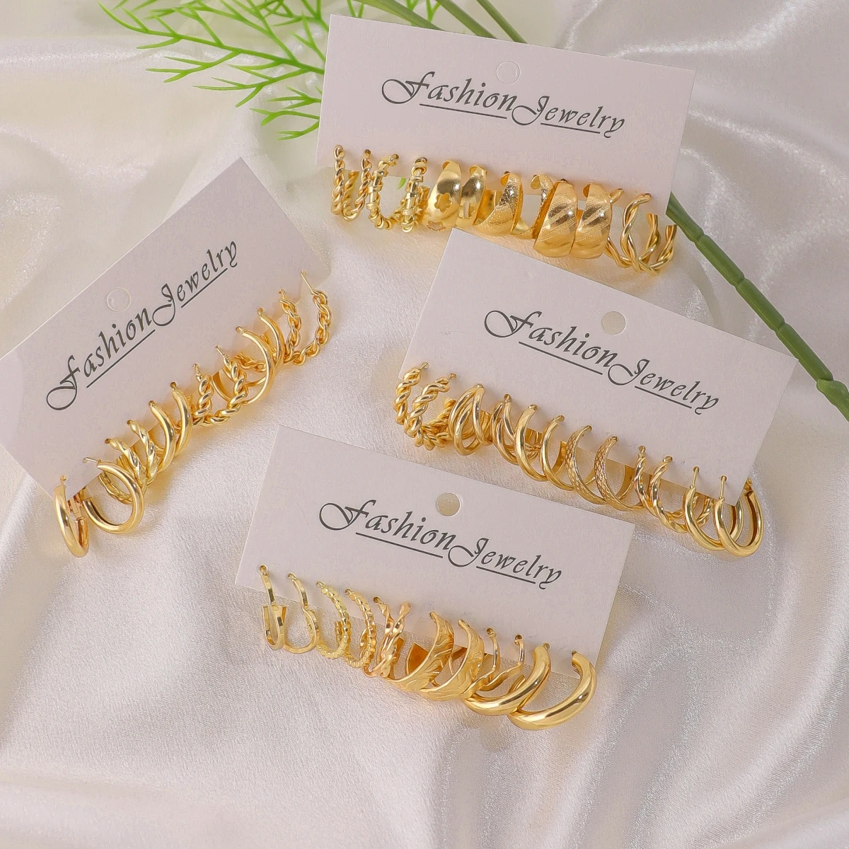 48 قطعة أقراط دائرية ذهبية أنيقة وأنيقة للنساء، نمط مثير عتيق، متعددة الاستخدامات لإكسسوارات المجوهرات اليومية أو المواعدة #6