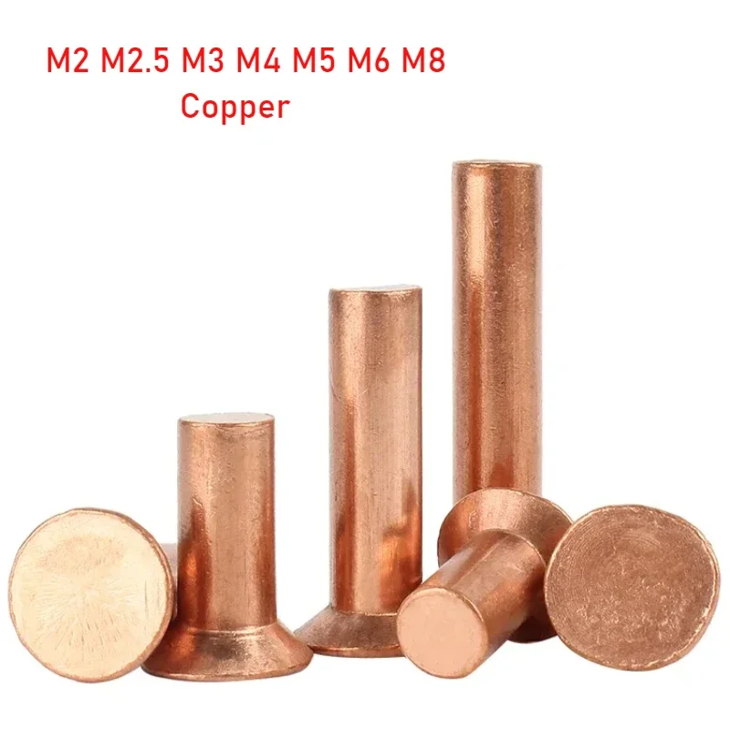 GB869 Solid Copper Rivets Countersunk Flat Head Self-Plugging Rivets M2 M2.5 M3 M4 M5 M6 M8