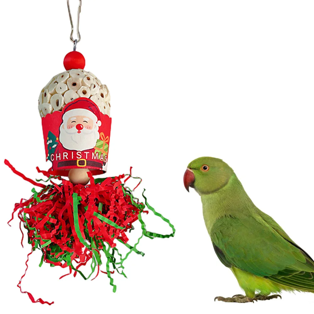 

22cm Christmas Pet Hanging Chewing Toys With Bells Sola Balls Anxiety Relief Cage Accessories For Teeth Grinding Care