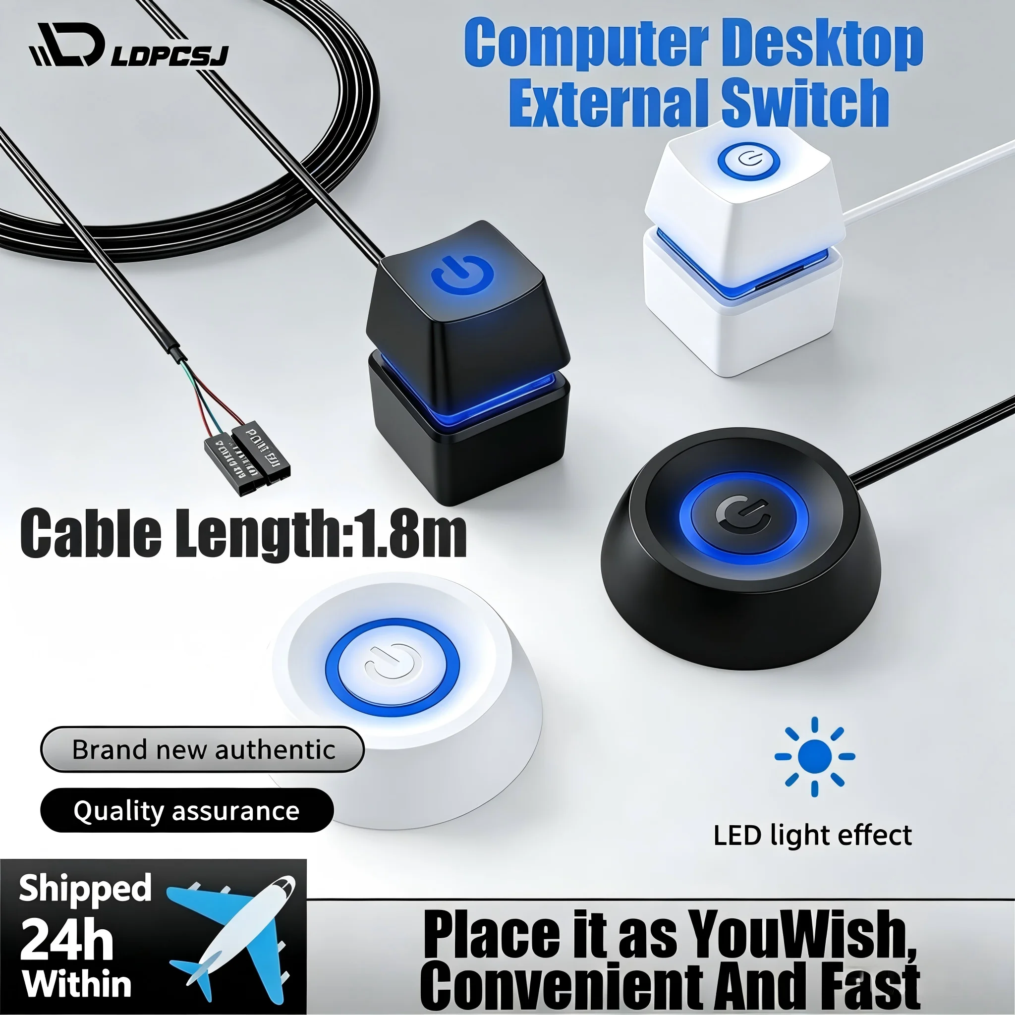 Gaming Hardware And Accessories - Круглый светодиодный настольный выключатель питания LDPCSJ
