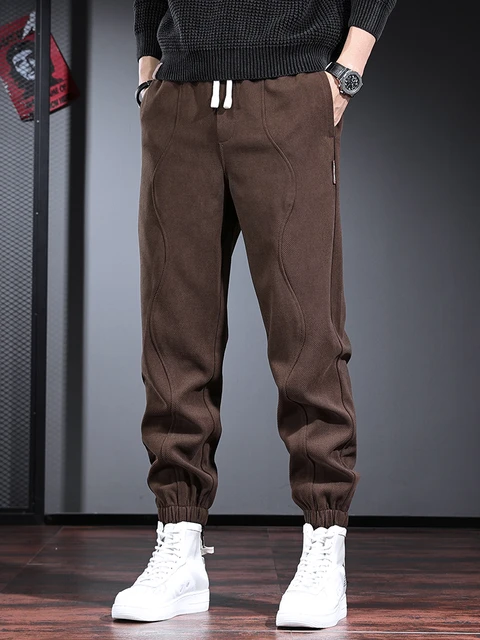 Autumn Winter Sport Casual Pants Men Brown Baggy Sweatpants Fashion Streetwear Elastic Waist Drawstring Joggers Trousers AliExpress