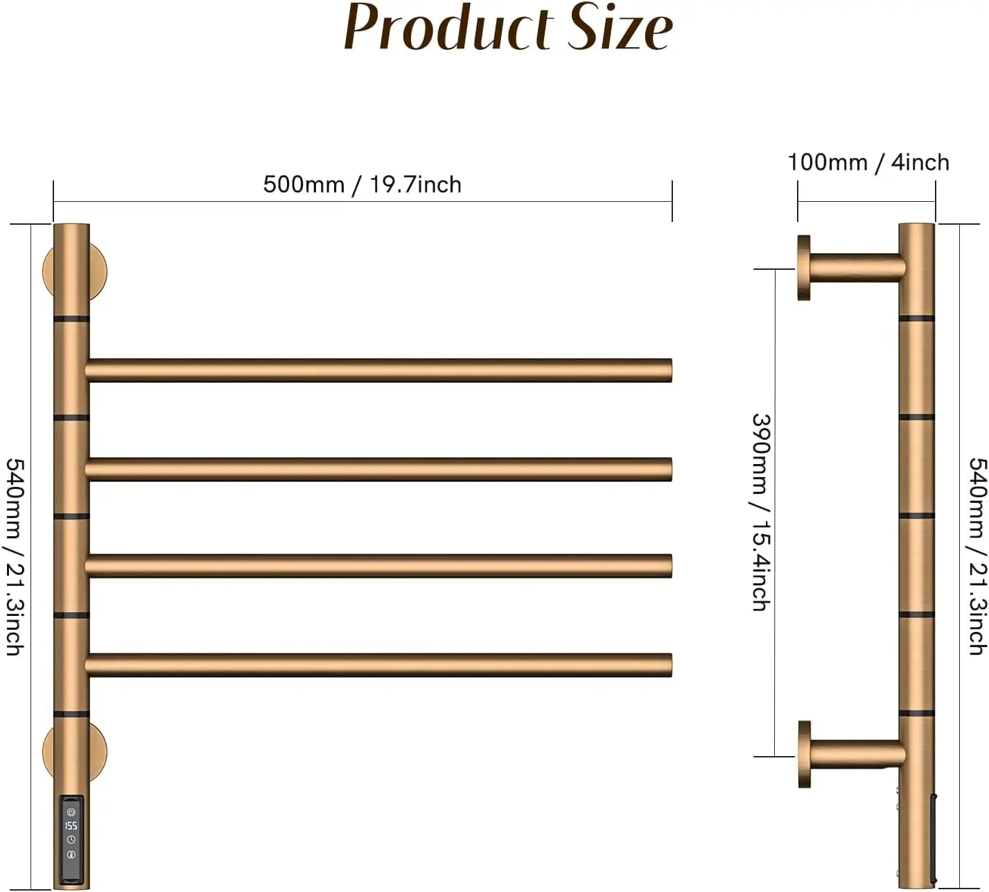 

Золотая поворотная вешалка для полотенец, 4 бара, 180 шт. ° Вращающаяся вешалка для полотенец с подогревом, настенная многоуровневая регулировка, вешалка с таймером 1-9H
