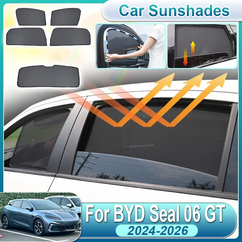 

For BYD Seal 06 GT Accessories 2024 2025 2026 Car Mesh Sunshade Front Rear Windshield Side Glass Sun Shade Protector Accessories