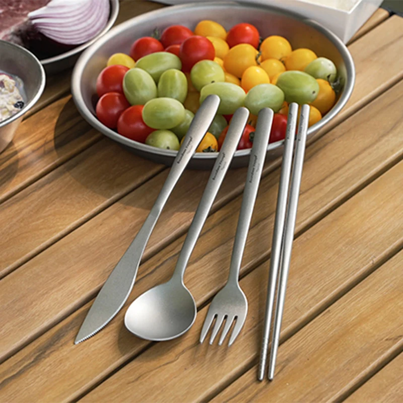 

Boundless Voyage Titanium Spoon Fork Chopsticks, Western Dessert Cutlery,Outdoor Camping Tableware, Titanium Fork Spoon Knife