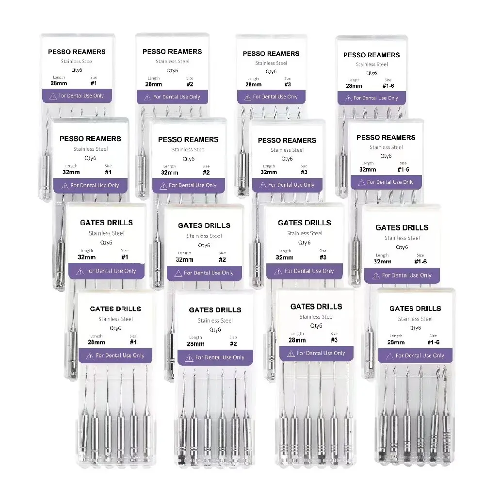 6Pcs/Pack Stainless Steel Dental Endodontic Drill Gates Glidden Denspay Peeso Reamers Rotary Endo Files Largo Dentist Materials