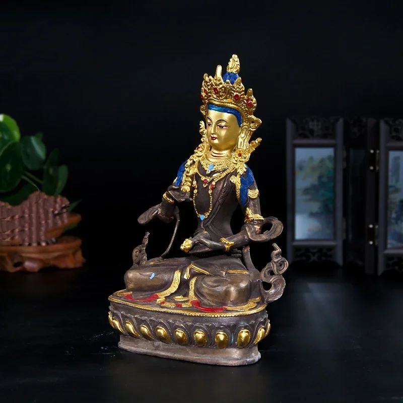Tibetan Buddhism Antique Bronze gilding craft Vajrasattva Buddha Statue Home Temple Feng Shui Auspicious Ornament