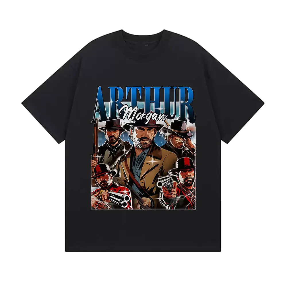 

Лимитированная футболка с изображением Артура Морги из Red Dead Redemption 2, мужская и женская, в готическом стиле, из хлопка, с коротким рукавом, Y2k Streetwear