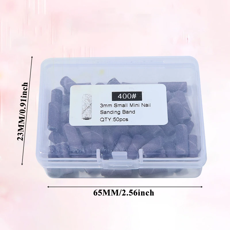 50 個 3 ミリメートルミニサンディングバンドセットネイルドリルビットマンドレル電気マニキュアアクセサリーツール角質リムーバー # 240 # 320 # 400グリット