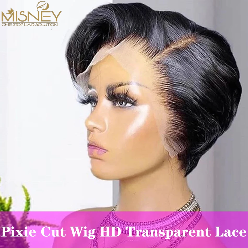 Short Bob Wig Pixie Cut Wig 13x1 T Part Lace Human Hair Wigs For Women Brazilian Remy Hair Straight Cheap Human Hair Wigs - Image 2