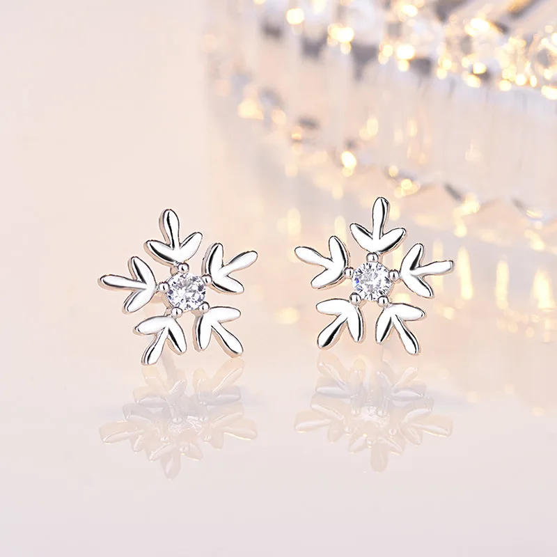 Neue 925 Sterling Silber Ohrringe 5A Zirkon Schneeflocke für Frauen Luxus Hochzeit Schmuck Elegante Weibliche Accessoires Mode Geschenk